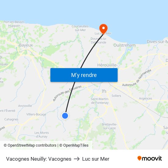 Vacognes Neuilly: Vacognes to Luc sur Mer map