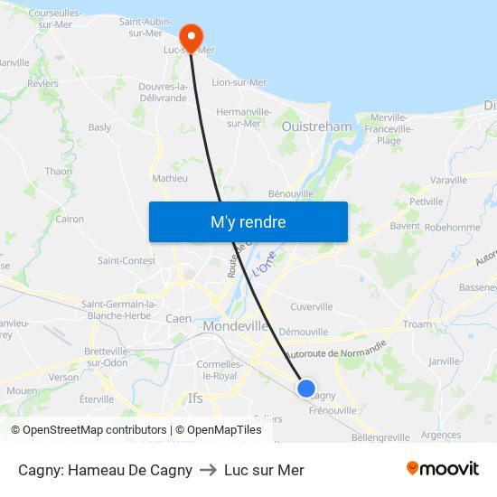 Cagny: Hameau De Cagny to Luc sur Mer map