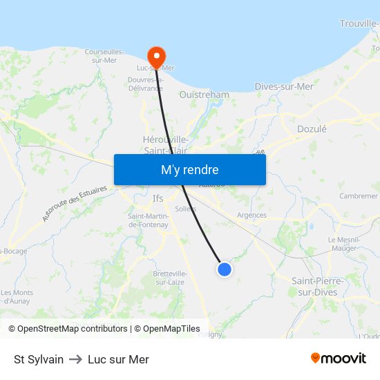 St Sylvain to Luc sur Mer map