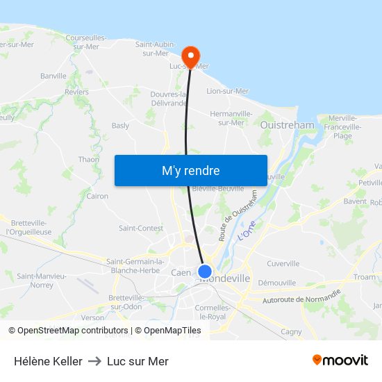Hélène Keller to Luc sur Mer map