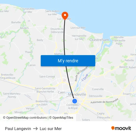 Paul Langevin to Luc sur Mer map