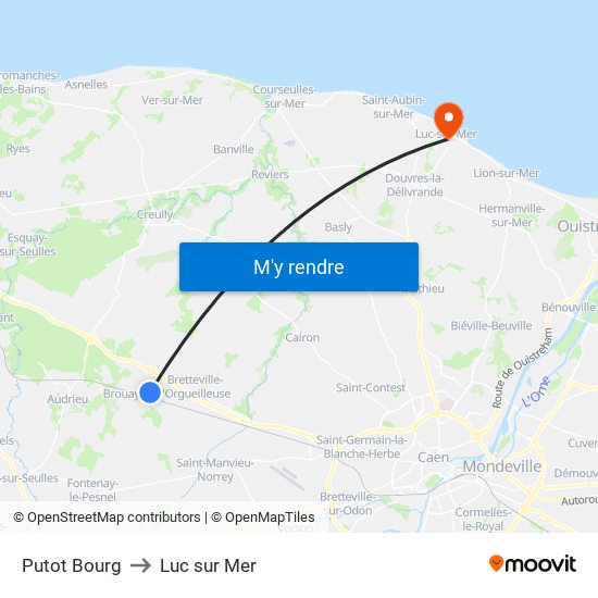 Putot Bourg to Luc sur Mer map