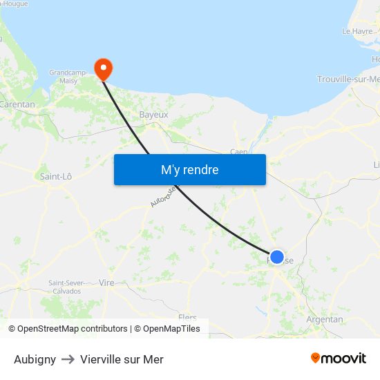 Aubigny to Vierville sur Mer map