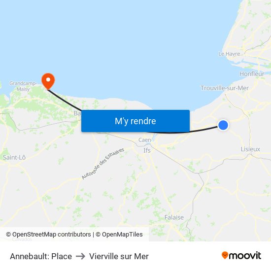 Annebault: Place to Vierville sur Mer map