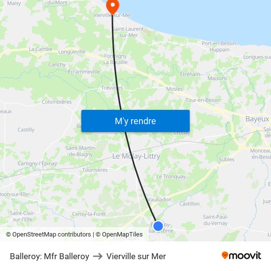 Balleroy: Mfr Balleroy to Vierville sur Mer map