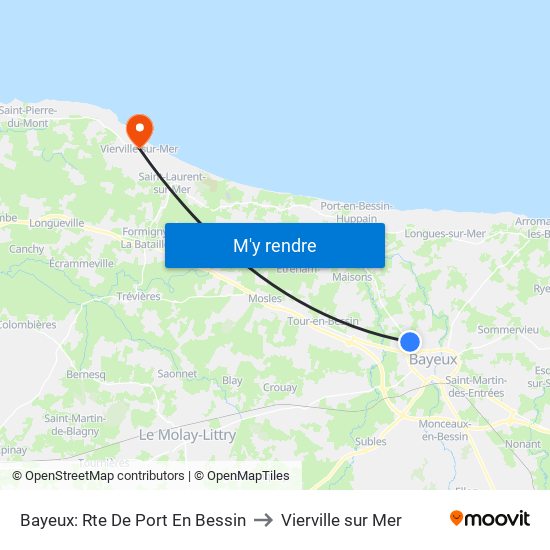 Bayeux: Rte De Port En Bessin to Vierville sur Mer map