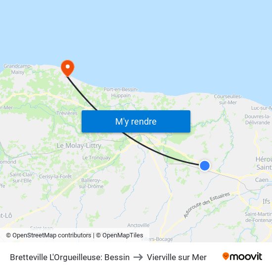 Bretteville L'Orgueilleuse: Bessin to Vierville sur Mer map