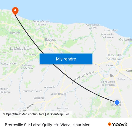 Bretteville Sur Laize: Quilly to Vierville sur Mer map