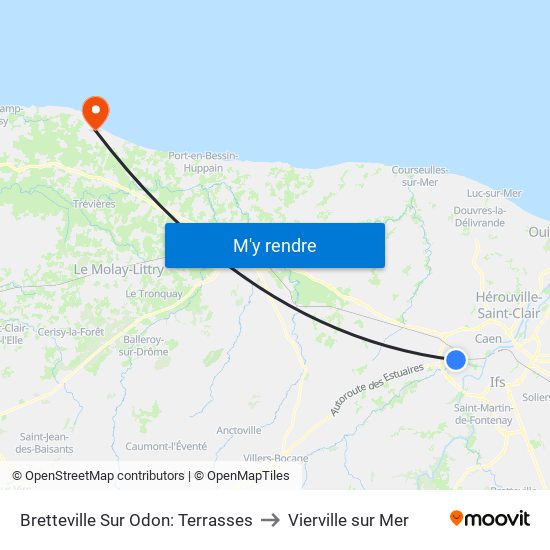 Bretteville Sur Odon: Terrasses to Vierville sur Mer map