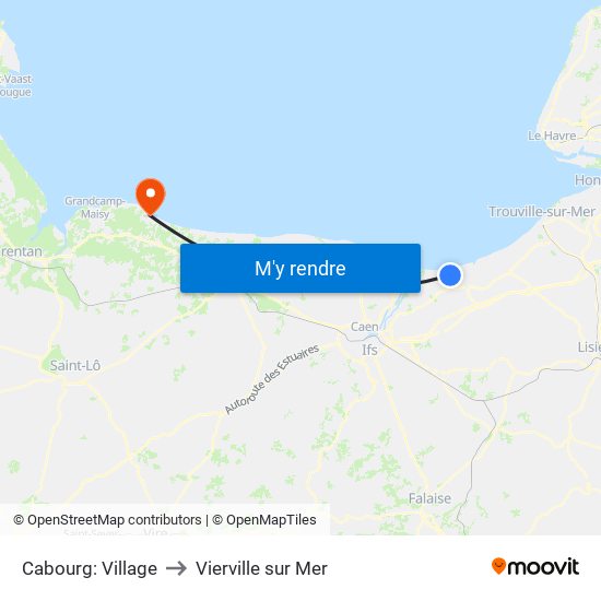 Cabourg: Village to Vierville sur Mer map