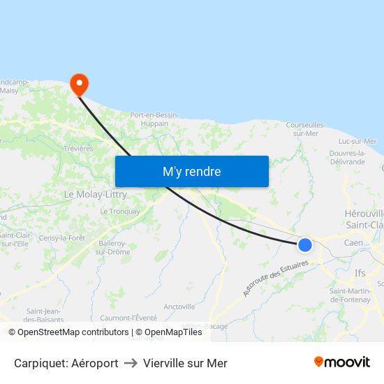 Carpiquet: Aéroport to Vierville sur Mer map