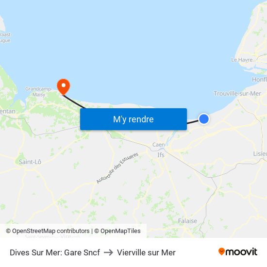 Dives Sur Mer: Gare Sncf to Vierville sur Mer map