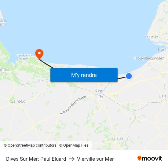 Dives Sur Mer: Paul Eluard to Vierville sur Mer map