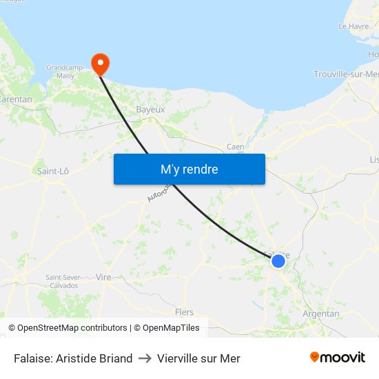 Falaise: Aristide Briand to Vierville sur Mer map