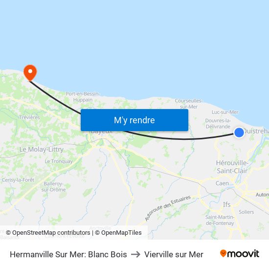 Hermanville Sur Mer: Blanc Bois to Vierville sur Mer map