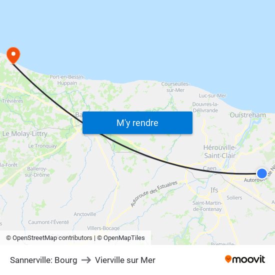 Sannerville: Bourg to Vierville sur Mer map