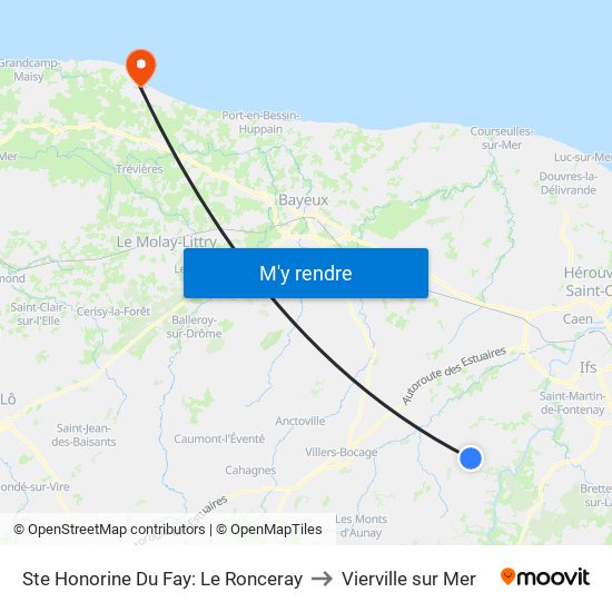 Ste Honorine Du Fay: Le Ronceray to Vierville sur Mer map