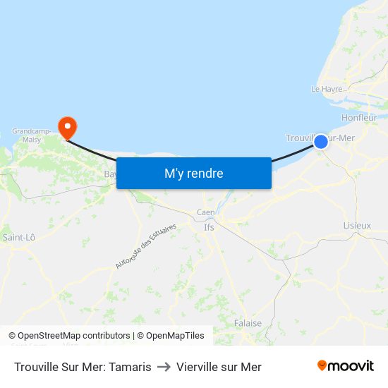 Trouville Sur Mer: Tamaris to Vierville sur Mer map