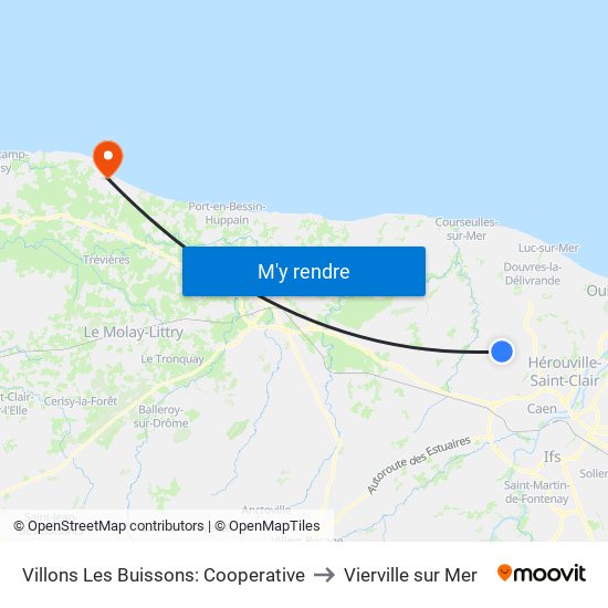 Villons Les Buissons: Cooperative to Vierville sur Mer map