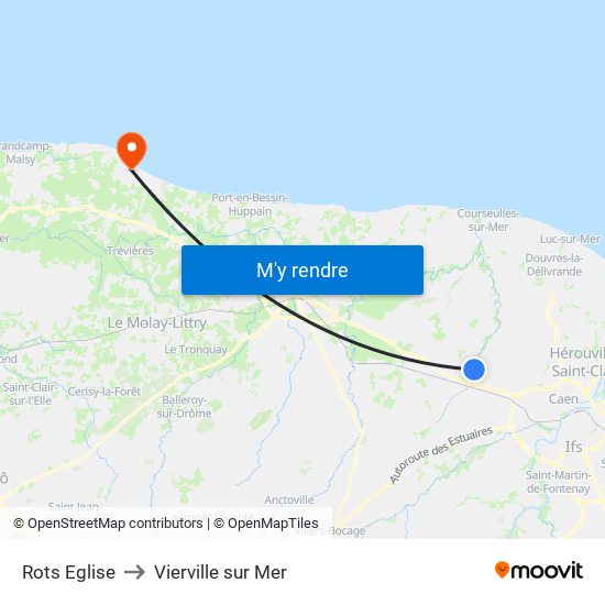 Rots Eglise to Vierville sur Mer map