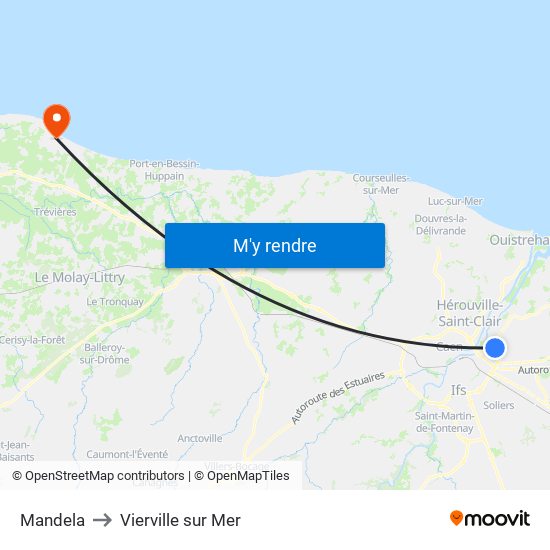 Mandela to Vierville sur Mer map