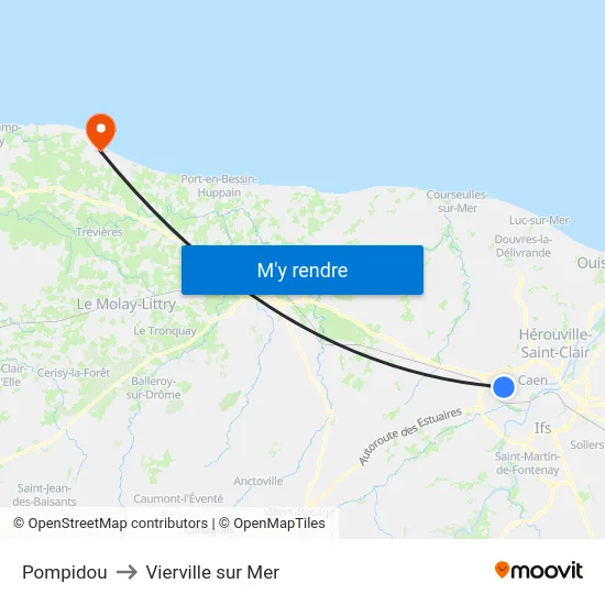 Pompidou to Vierville sur Mer map