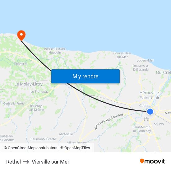 Rethel to Vierville sur Mer map