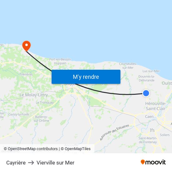 Cayrière to Vierville sur Mer map