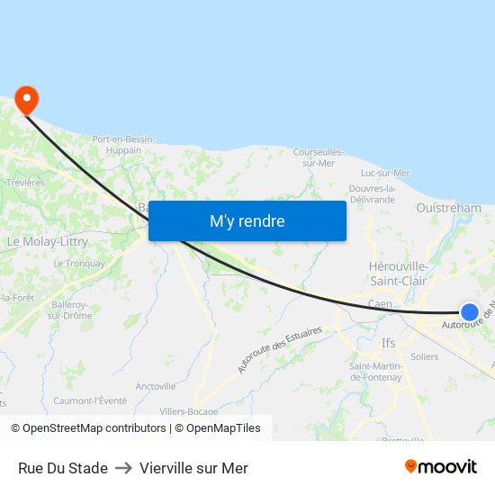 Rue Du Stade to Vierville sur Mer map