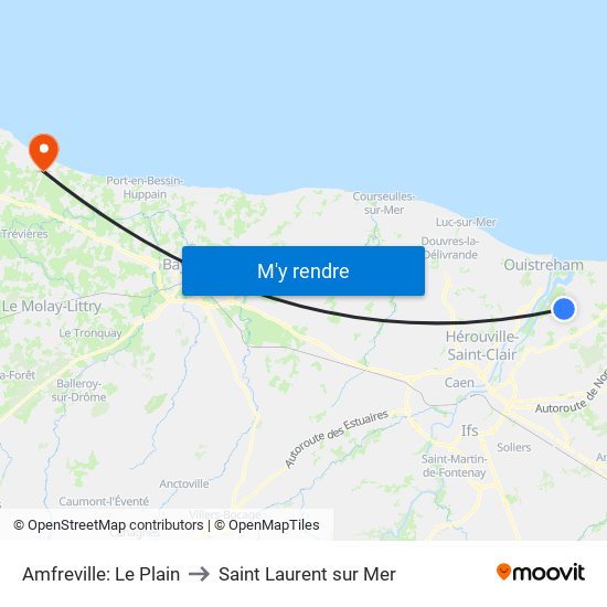 Amfreville: Le Plain to Saint Laurent sur Mer map