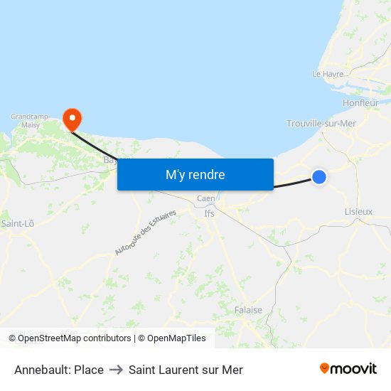 Annebault: Place to Saint Laurent sur Mer map