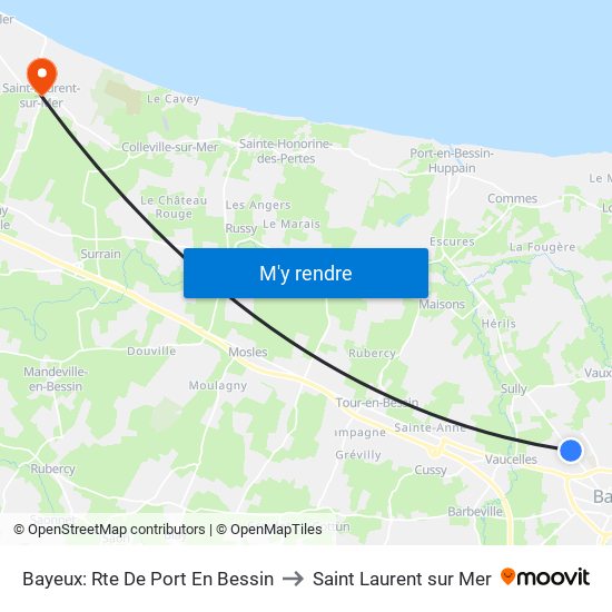 Bayeux: Rte De Port En Bessin to Saint Laurent sur Mer map