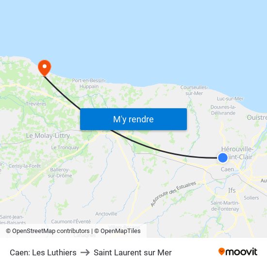 Caen: Les Luthiers to Saint Laurent sur Mer map