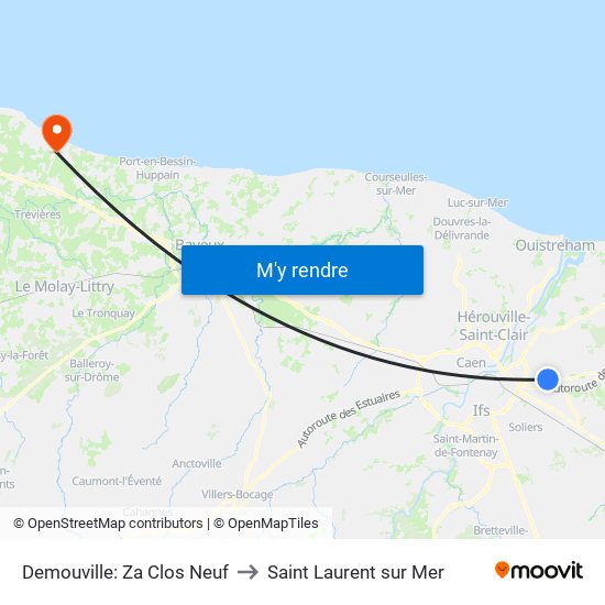 Demouville: Za Clos Neuf to Saint Laurent sur Mer map