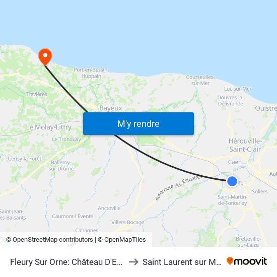 Fleury Sur Orne: Château D'Eau to Saint Laurent sur Mer map