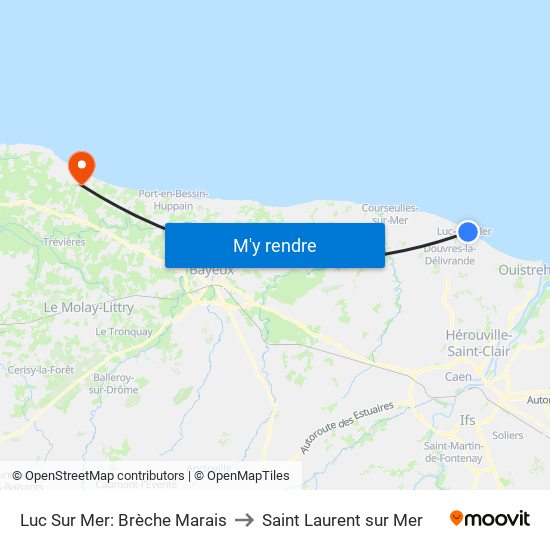 Luc Sur Mer: Brèche Marais to Saint Laurent sur Mer map