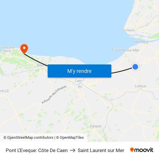 Pont L'Eveque: Côte De Caen to Saint Laurent sur Mer map