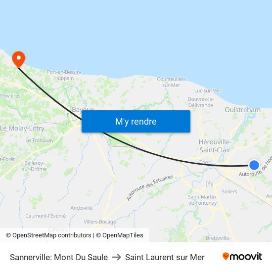 Sannerville: Mont Du Saule to Saint Laurent sur Mer map