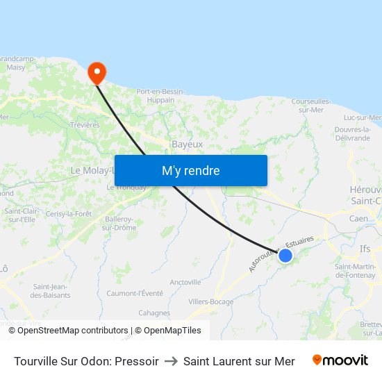Tourville Sur Odon: Pressoir to Saint Laurent sur Mer map