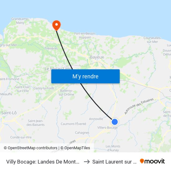 Villy Bocage: Landes De Montbrocq to Saint Laurent sur Mer map