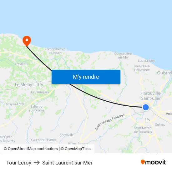 Tour Leroy to Saint Laurent sur Mer map