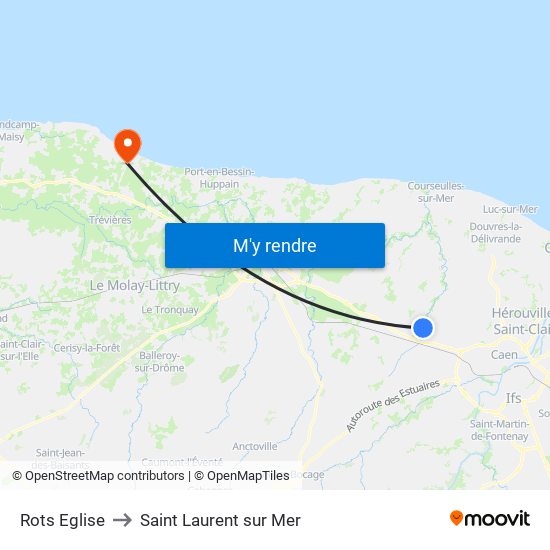 Rots Eglise to Saint Laurent sur Mer map