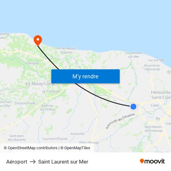 Aéroport to Saint Laurent sur Mer map