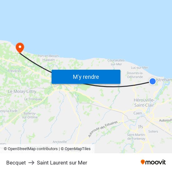 Becquet to Saint Laurent sur Mer map