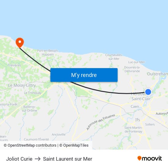 Joliot Curie to Saint Laurent sur Mer map