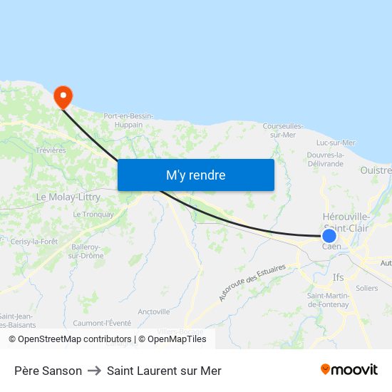 Père Sanson to Saint Laurent sur Mer map