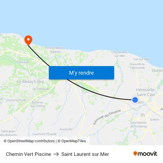 Chemin Vert Piscine to Saint Laurent sur Mer map