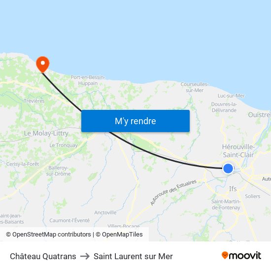 Château Quatrans to Saint Laurent sur Mer map