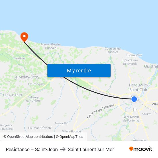 Résistance – Saint-Jean to Saint Laurent sur Mer map