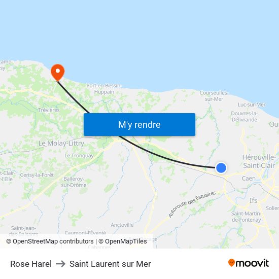 Rose Harel to Saint Laurent sur Mer map